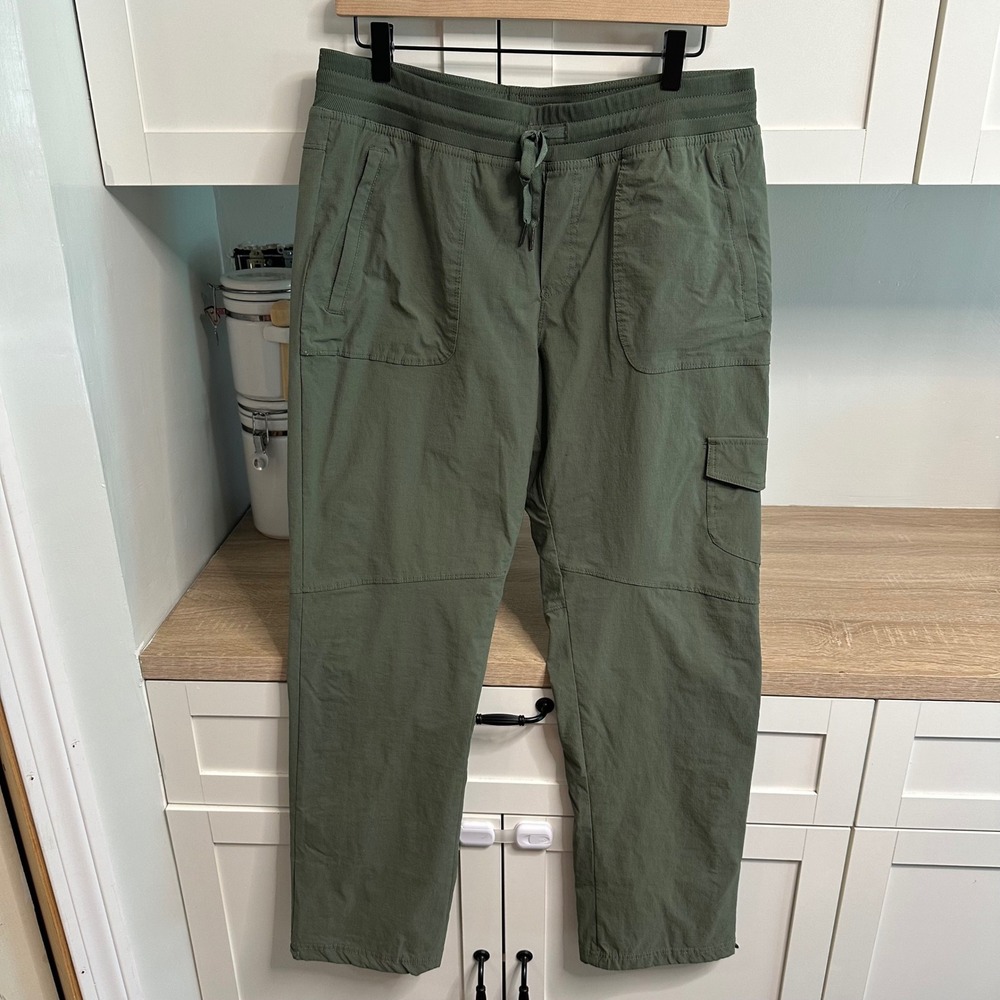 Eddie Bauer Horizon Guide Pants Women L Green Pull On Hiking Gorpcore Lined Fall